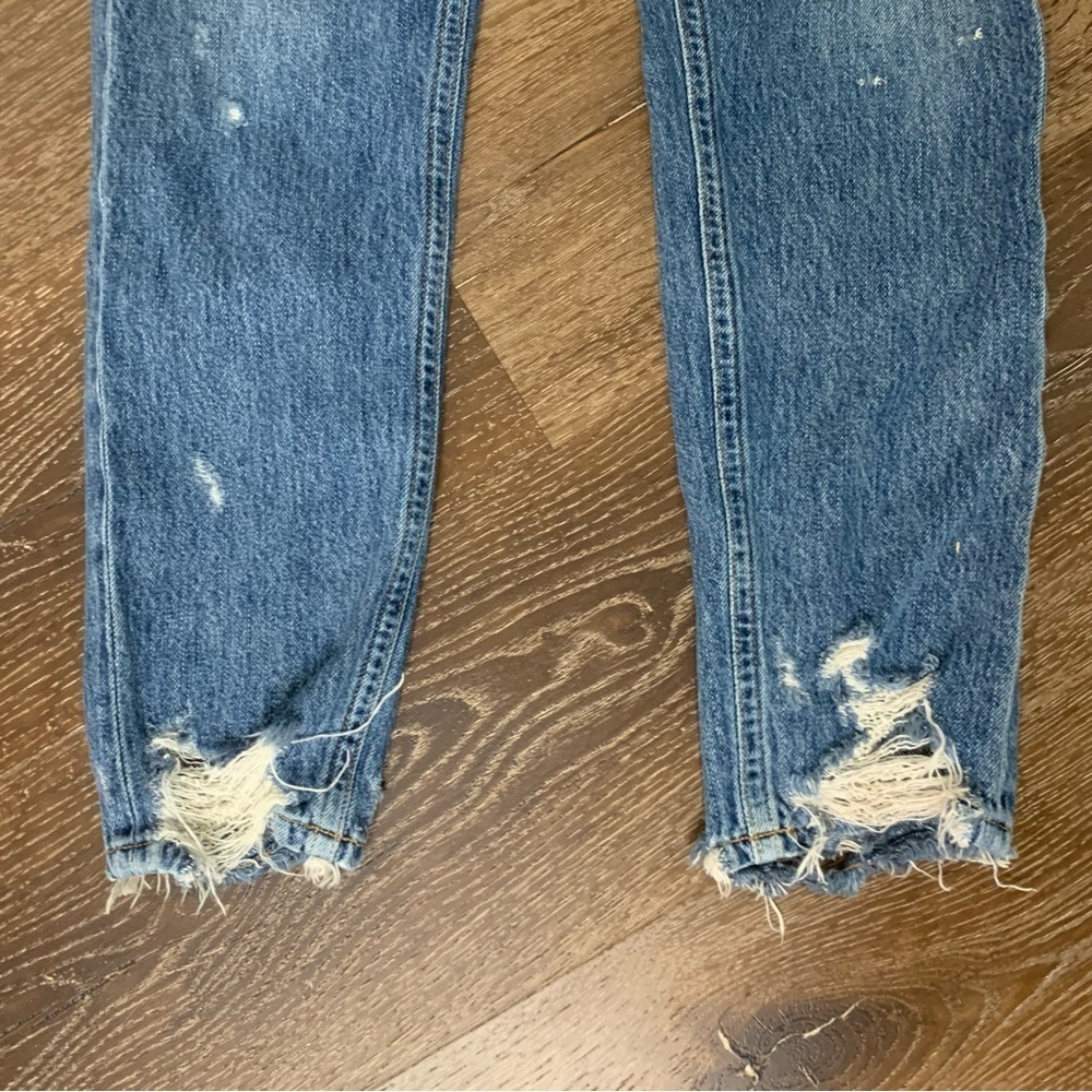 Agolde Womens blue Jamie distressed high rise skinny chewed hem jeans 23 - Picture 3 of 11